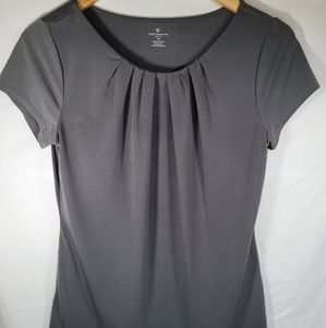 Worthington Women's Size Medium Petite Gray Short Sleeve Blouse